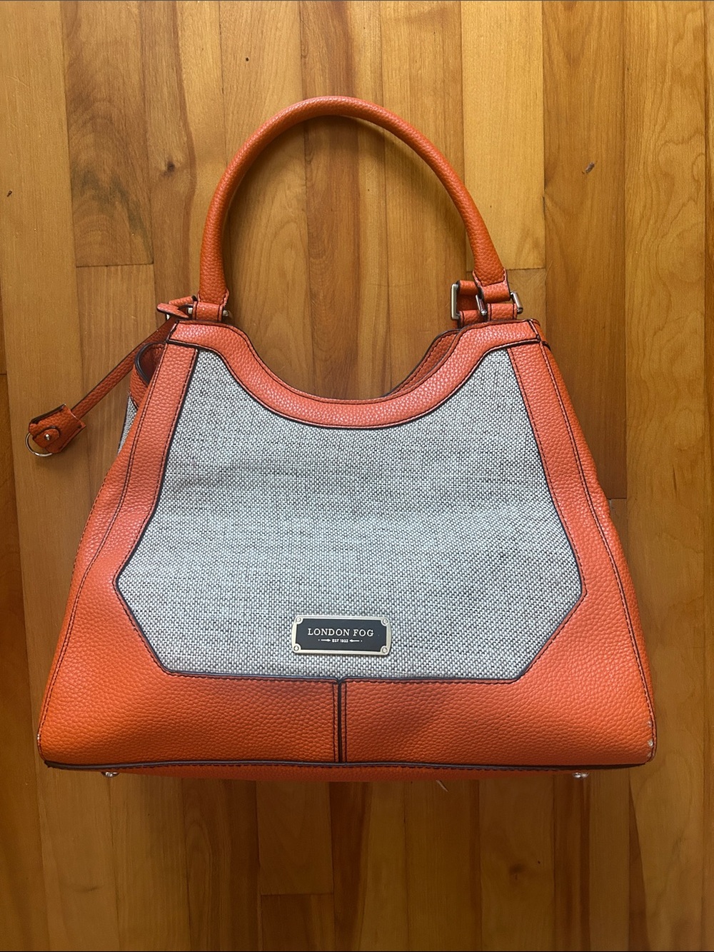 London Fog Orange and Gray Hobo Shoulder Bag